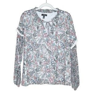 Aqua X Bloomingdale's Medium Paisley Print Tie Long Sleeve Blouse